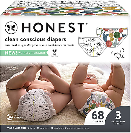 The Honest Company Clean Conscious Diapers, Size 3, Cactus, 68 Diapers Per Box