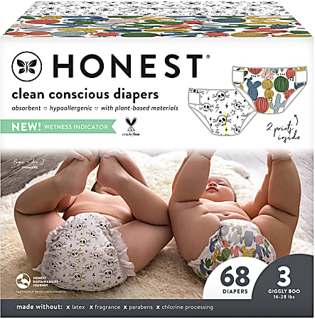 Honest Wetness Indicator Diapers - Plant-Based & Fragrance-Free