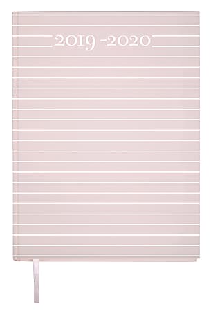 Office Depot® Brand Daily Academic Planner, 5" x 7", Pink Stripe, July 2019 To June 2020, ODUS1902-002