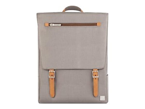 Moshi Helios Lite Slim Laptop Backpack - Titanium Gray for Laptops up to 13" , Weather Resistant, Vegan Leather, RFID Pocket