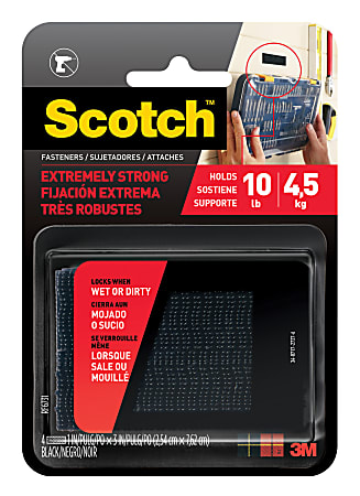 Scotch® Recloseable Fasteners, Black, 1" x 3", Pack Of 2