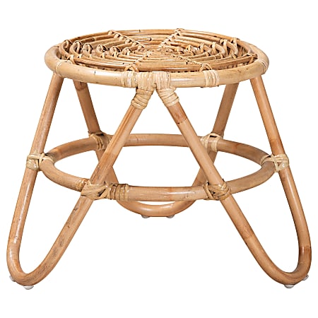 bali & pari Jacinda Modern Bohemian Rattan End Table, 15-1/2"H x 21"W x 21"D, Natural Brown