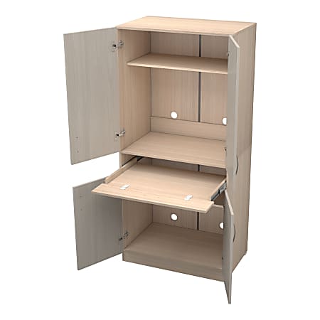 Sauder Craft 36 W Storage Armoire And Stow Away Desk Mystic Oak - Office  Depot