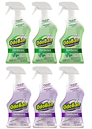 OdoBan® Odor Eliminator Disinfectant Spray, Original Eucalyptus And Lavender Scent, 32 Oz Bottle, Case Of 6