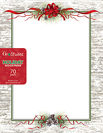Geo Studios Holiday-Themed Letterhead Papers, Letter Size, Pines, Pack Of 70 Sheets