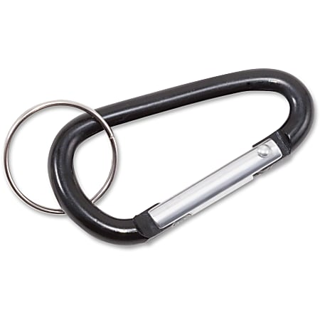 Advantus Split Key Ring Carabiner Key Ring, Black, Pack Of 10