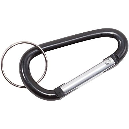 Advantus Split Key Ring Carabiner Key Ring, Black, Pack Of 10