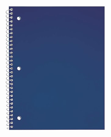 Just Basics® Poly Spiral Notebook, 8" x 10-1/2", 1 Subject, Wide Ruled, 70 Sheets, Blue