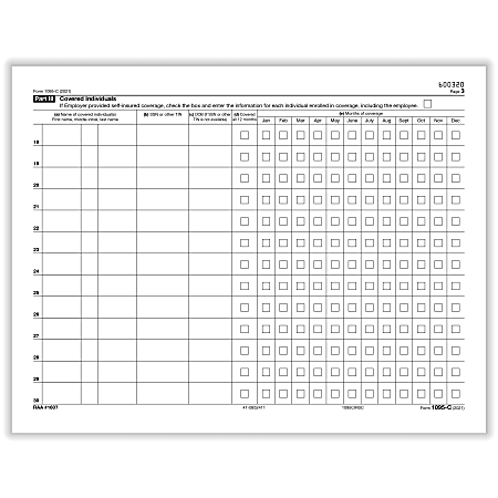 ComplyRight™ 1095-C Tax Forms, Continuation Form, IRS Copy of Health Coverage (Employer Provided Health Insurance Offer And Coverage), Laser, 8-1/2" x 11", Pack Of 25 Forms