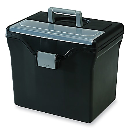 Iris® Handy File Box With Organizer Top, Letter Size, Black/Light Gray