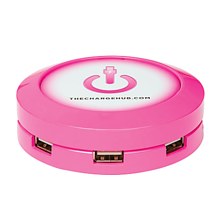 ChargeHub X7 7-Port USB SuperCharger Super Value Pack, Round, Pink, CRGRD-SVP-X7-005
