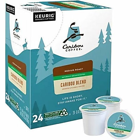 Caribou Coffee® Single-Serve Coffee K-Cup® Pods, Decaffeinated, Caribou Blend, Carton Of 24