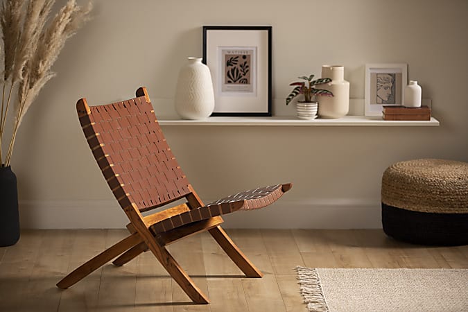 South Shore Balka Woven Leather Lounge Chair Brown ODP Business