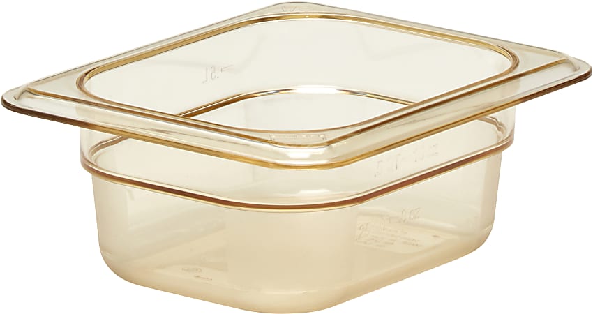 Cambro H-Pan High-Heat GN 1/8 Food Pans, 2-1/2"H x 5-1/8"W x 6-5/16"D, Amber, Pack Of 6 Pans