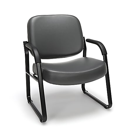OFM Big And Tall Anti-Bacterial Guest Reception Chair With Arms, Charcoal/Black