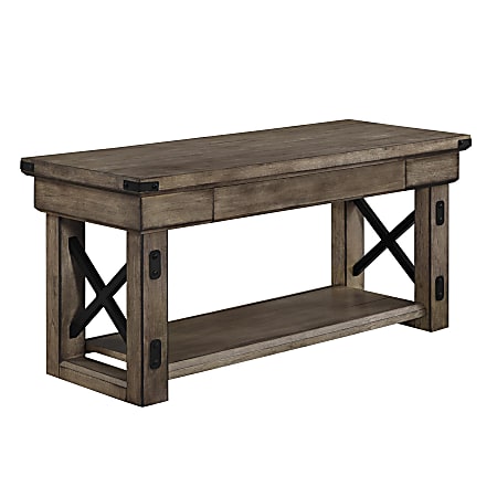 Ameriwood™ Home Wildwood Wood Veneer Entryway Bench, 1 Shelf/1 Drawer, Rustic Gray