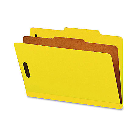 Smead® Classification Folders, With SafeSHIELD® Coated Fasteners, 1 Divider, 2" Expansion, Legal Size, 50% Recycled, Yellow, Box Of 10