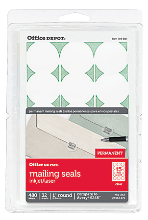 Office Depot® Brand Permanent Mailing Seals, 1&quot; Diameter,