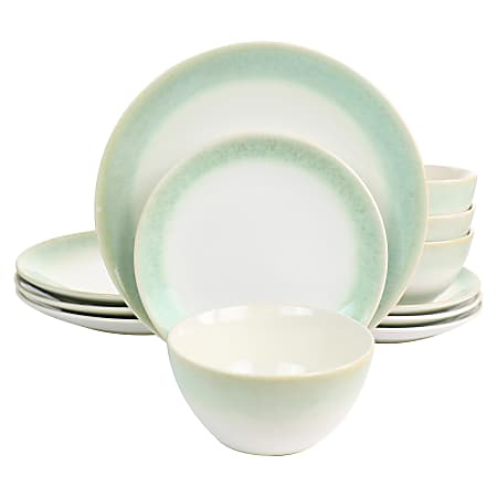 Martha Stewart 12-Piece Perry Street Piece Dinnerware Set, Green