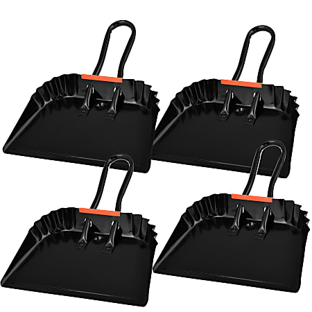 Alpine Dust Pans, 12", Black, Pack Of 4 Dust Pans