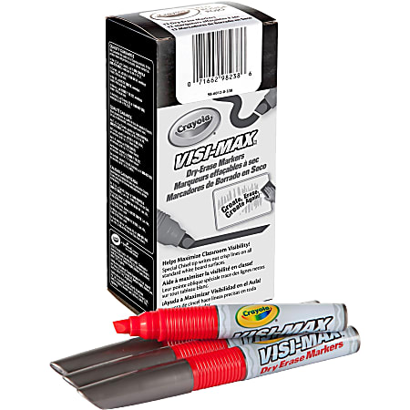 Crayola Visi-Max Dry-Erase Markers - Bold Marker Point - Chisel Marker Point Style - Red - 1 Dozen