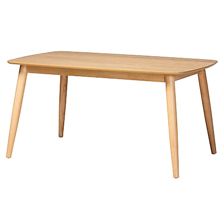 Baxton Studio Flora Mid-Century Modern Dining Table, 29-1/2”H x 59-1/8”W x 35-7/16”D, Natural Oak
