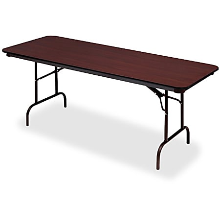 Iceberg Premium Wood Laminate Folding Table, Rectangular, 72"W x 30"D, Mahogany/ Brown