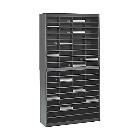 Safco® E-Z Stor® Steel Literature Organizer, 72 Compartments, 71"H, Black
