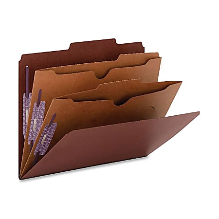 Smead® Classification Folders, 2 Dividers, 2" Expansion, Legal Size, 60% Recycled, Red, Box Of 10