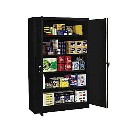 Tennsco Jumbo Steel Cabinets, 5 Shelves, 78"H x 48"W x 24"D, Black