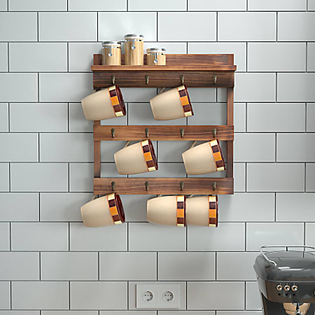 Wooden hanging mug rack sales