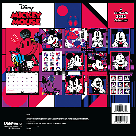 DateWorks 16 Month Wall Calendar 12 x 12 Mickey Mouse September 2021 To  December 2022 - Office Depot