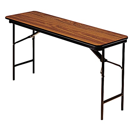 Iceberg Premium Folding Table, Rectangular, 60"W x 18"D, Oak/Brown