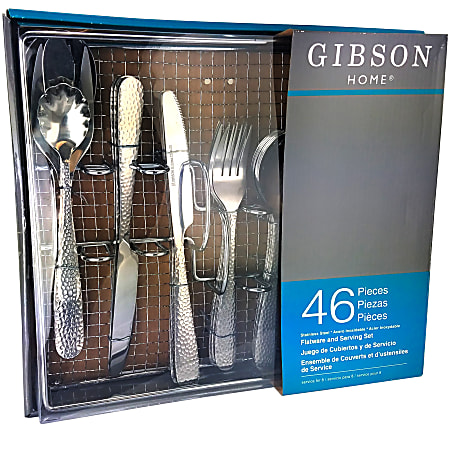 Gibson Home Hammered 46-Piece Flatware Set, Silver
