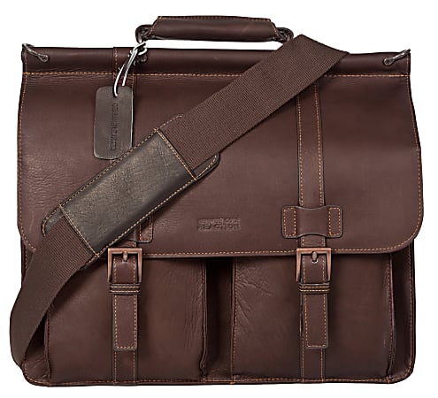 Kenneth cole reaction colombian leather dowel rod double gusset laptop briefcase discount