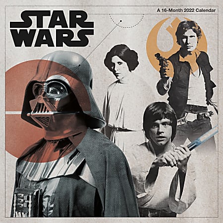 DateWorks 16-Month Wall Calendar, 12" x 12", Star Wars, September 2021 To December 2022
