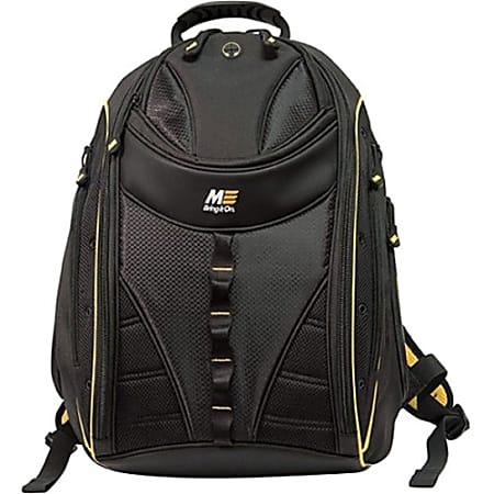 Mobile Edge Express MEBPE42 Carrying Case (Backpack) for 16" to 17" Apple iPad Notebook, Book - Black, Yellow - 600D Nylon, Duraflex Body - Shoulder Strap - 20" Height x 16" Width x 8.5" Depth