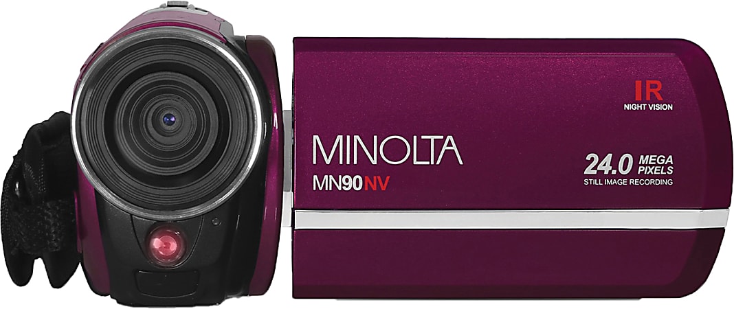 Minolta Full-HD 1080p IR Night Vision Camcorder, Maroon, MN90NV-M
