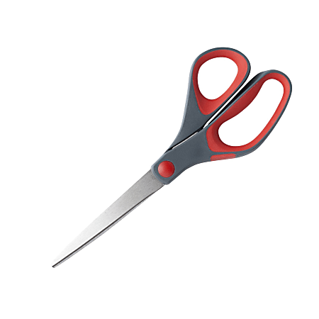 Scotch® Precision Scissors, 8", Pointed, Gray/Red