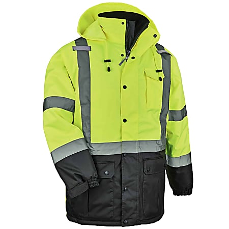 Ergodyne GloWear 8384 Type R Class 3 Polyester Thermal Parka, 3X, Lime