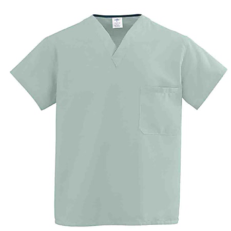 Medline ComfortEase™ Unisex 1-Pocket Reversible Scrub Top, 2X, Seaspray