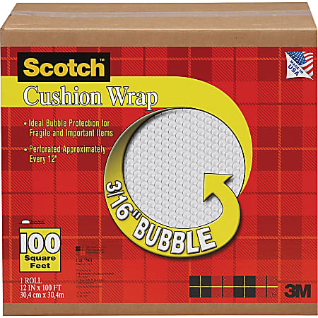 Scotch Cushion Wrap - 12" Width x 100 ft Length - Lightweight, Non-scratching - Nylon - Clear
