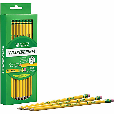 Ticonderoga No. 2 Pencils Graphite Lead 2 Black Wood Barrel Pack of 10 -  Office Depot