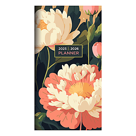 2025-2026 TF Publishing Monthly Pocket Planner, 3-1/2” x 6-1/2”, Peony, January To December