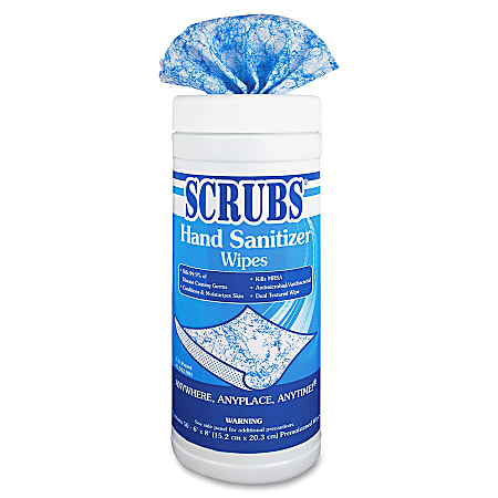 SCRUBS Antimicrobial Hand Sanitizer Wipes - Light Blue - Antimicrobial, Abrasive, Non-scratching - For Hand - 50 Sheets Per Canister - 6 / Carton