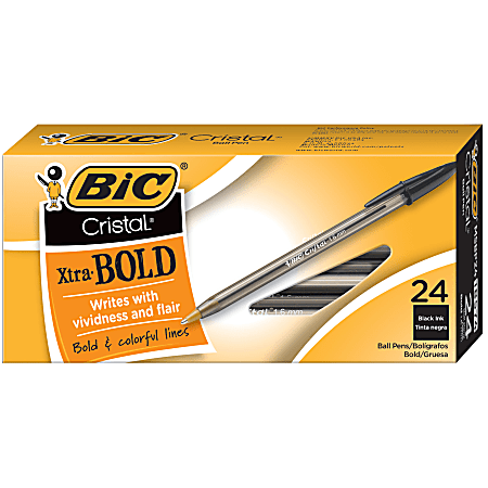 BIC® Cristal® Bold Ballpoint Pens, Extra Bold Point,