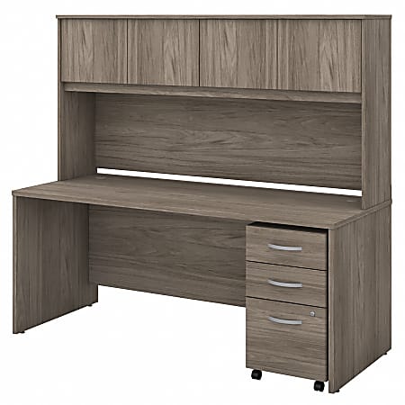 Bush Business Furniture Studio C 72"W Office Computer Desk With Hutch And Mobile File Cabinet, Modern Hickory, Standard Delivery