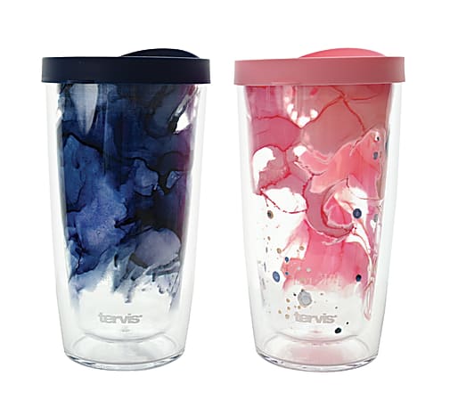 Tervis Tumbler Plastic Drinking Glass Set 16 Oz Multicolor Set Of 2 -  Office Depot