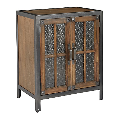 Office Star Barcelona 2-Door Console, 34-5/16"H x 27-3/4"W x 18-3/16"D, Alder