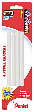 Pentel® Clic Eraser™ Refills, 3 1/2", White, Pack Of 4